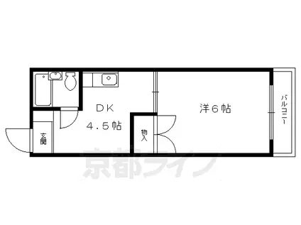 京都市烏丸線 丸太町駅(京都市営) 徒歩13分 4階建 築42年(1DK/4階)の間取り写真