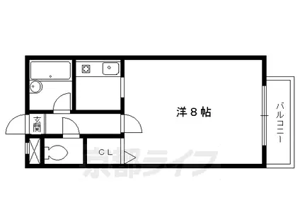 京都市烏丸線 北山駅(京都) 徒歩15分 2階建 築34年(1K/1階)の間取り写真