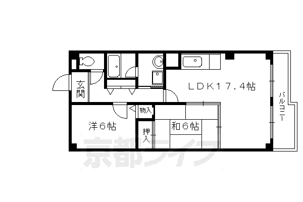 叡山電鉄 木野駅 徒歩9分 3階建 築37年(2LDK/1階)の間取り写真