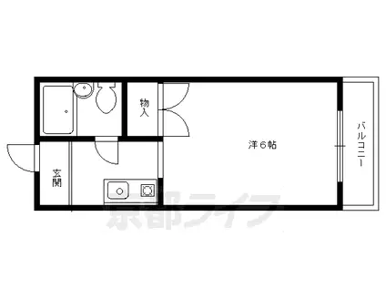 京都市烏丸線 鞍馬口駅 徒歩10分 3階建 築44年(1K/2階)の間取り写真