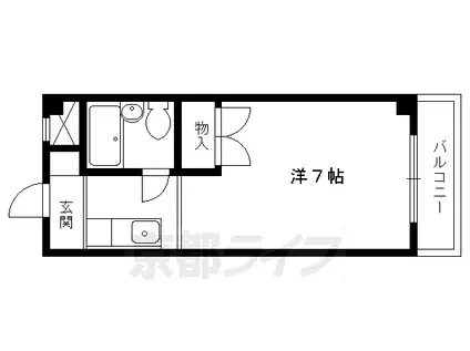 京福北野線 北野白梅町駅 徒歩17分 3階建 築41年(1K/3階)の間取り写真