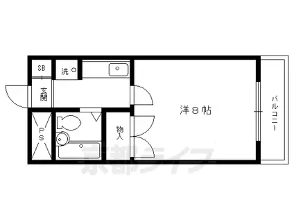 叡山電鉄 一乗寺駅 徒歩4分 4階建 築46年(1K/1階)の間取り写真