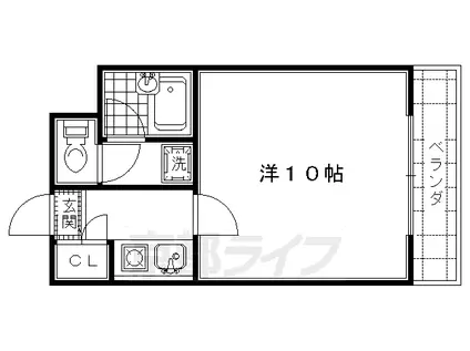 ピラーズ御所西(1K/1階)の間取り写真