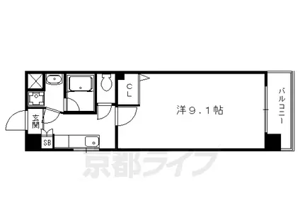 京都市烏丸線 今出川駅 徒歩8分 7階建 築21年(1K/4階)の間取り写真