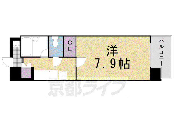 京都市烏丸線 今出川駅 徒歩8分 7階建 築21年(1K/7階)の間取り写真