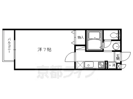 京福北野線 北野白梅町駅 徒歩14分 2階建 築21年(1K/1階)の間取り写真