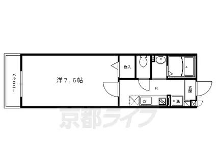 京福北野線 北野白梅町駅 徒歩14分 2階建 築21年(1K/1階)の間取り写真