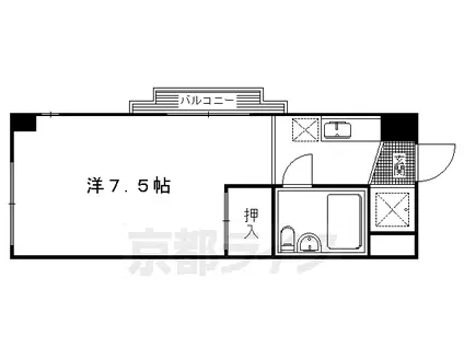 叡山電鉄 一乗寺駅 徒歩5分 5階建 築36年(1K/3階)の間取り写真
