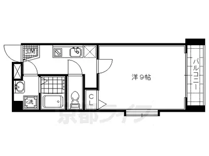 京阪電気鉄道鴨東線 出町柳駅 徒歩5分 4階建 築22年(1K/3階)の間取り写真