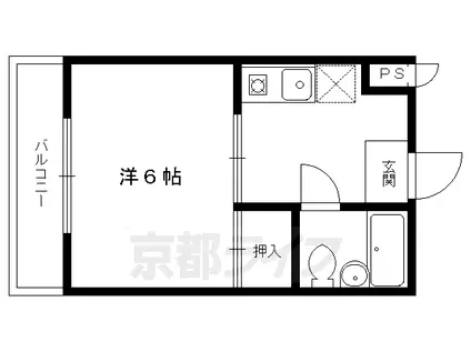 叡山電鉄 元田中駅 徒歩5分 3階建 築40年(1K/1階)の間取り写真