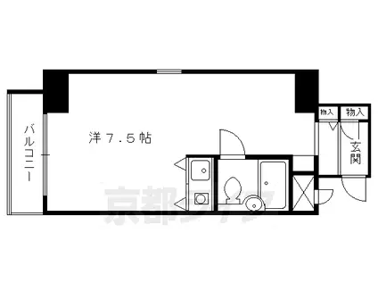 京都市烏丸線 北山駅(京都) 徒歩5分 5階建 築41年(ワンルーム/5階)の間取り写真