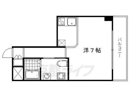 京都市烏丸線 北山駅(京都) 徒歩5分 5階建 築41年(ワンルーム/2階)の間取り写真