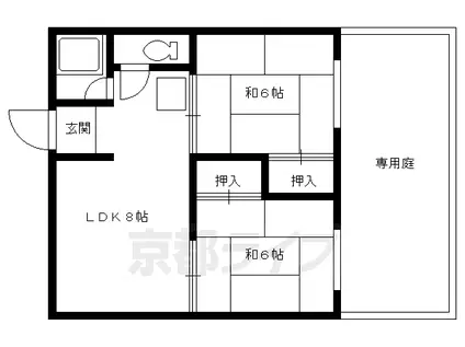 叡山電鉄 岩倉駅(京都) 徒歩13分 2階建 築42年(2LDK/1階)の間取り写真