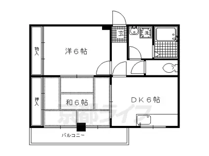 京都市烏丸線 今出川駅 徒歩10分 6階建 築38年(2LDK/2階)の間取り写真