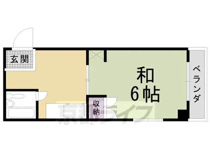 京都市烏丸線 北大路駅 徒歩18分 4階建 築40年(1DK/3階)の間取り写真