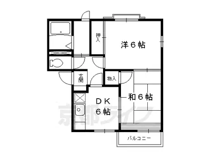 フレグランス玄琢北(2DK/1階)の間取り写真