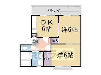 フレグランス玄琢北(2DK/1階)の間取り写真