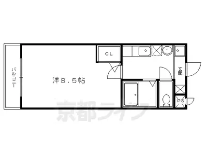 京福北野線 北野白梅町駅 徒歩13分 5階建 築24年(1K/3階)の間取り写真
