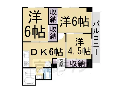 叡山電鉄 元田中駅 徒歩4分 5階建 築47年(3DK/5階)の間取り写真