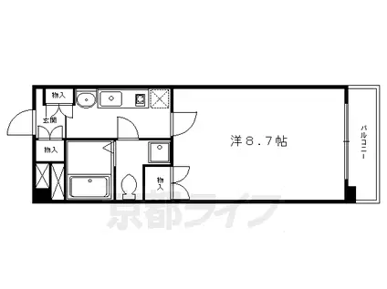 叡山電鉄 八幡前駅(京都) 徒歩6分 4階建 築26年(1K/3階)の間取り写真