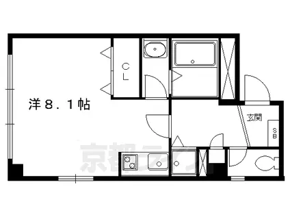 叡山電鉄 元田中駅 徒歩14分 5階建 築23年(ワンルーム/3階)の間取り写真