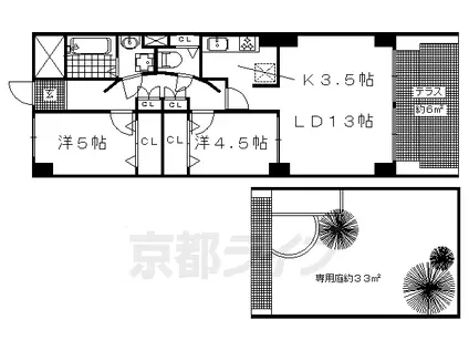 室町スカイハイツ(2LDK/1階)の間取り写真
