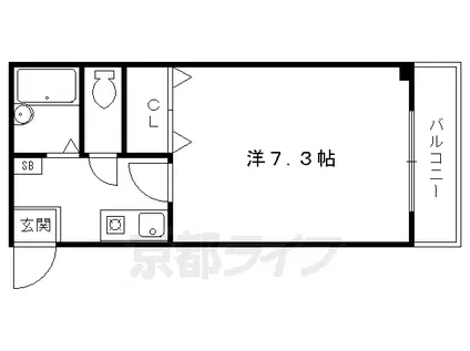 京都市烏丸線 鞍馬口駅 徒歩15分 3階建 築30年(1K/2階)の間取り写真