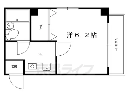 京阪電気鉄道鴨東線 出町柳駅 徒歩17分 4階建 築40年(1K/2階)の間取り写真