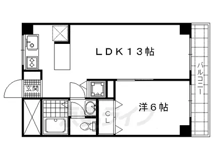 京都市烏丸線 北大路駅 徒歩28分 3階建 築41年(1LDK/2階)の間取り写真
