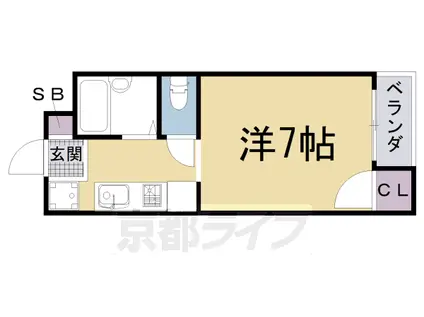 京都市烏丸線 北山駅(京都) 徒歩20分 3階建 築54年(1K/3階)の間取り写真