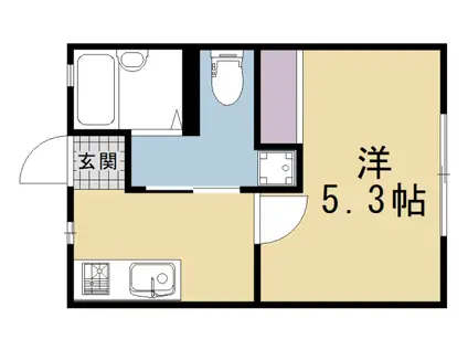 京都市烏丸線 北大路駅 徒歩23分 2階建 築42年(1K/1階)の間取り写真