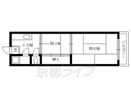 幸楽ハイツ(1K/4階)の間取り写真