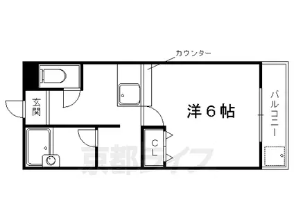 叡山電鉄 元田中駅 徒歩12分 7階建 築34年(1K/4階)の間取り写真