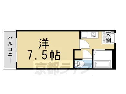 京福北野線 北野白梅町駅 徒歩5分 3階建 築36年(1K/1階)の間取り写真