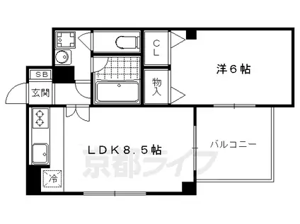 京阪電気鉄道鴨東線 出町柳駅 徒歩2分 5階建 築43年(1LDK/2階)の間取り写真