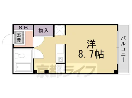 京福北野線 北野白梅町駅 徒歩6分 4階建 築39年(ワンルーム/4階)の間取り写真