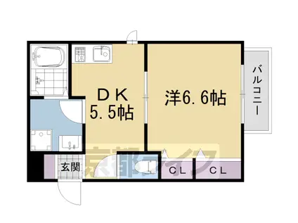 シャン・ド・フルール(1DK/3階)の間取り写真