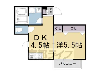 シャン・ド・フルール(1DK/2階)の間取り写真