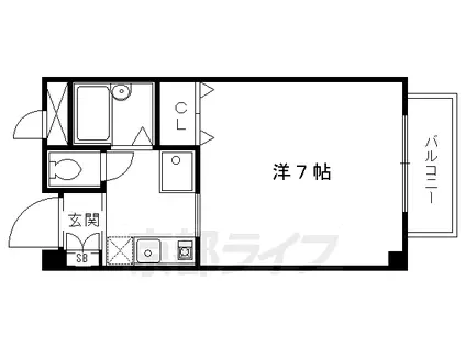 叡山電鉄 元田中駅 徒歩6分 3階建 築30年(1K/2階)の間取り写真
