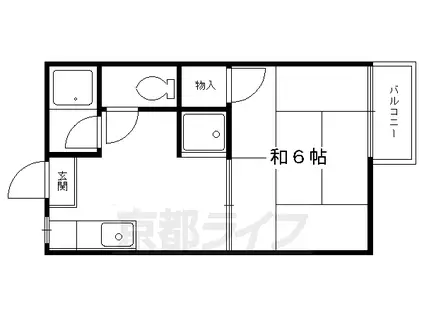 叡山電鉄 元田中駅 徒歩9分 2階建 築45年(1K/2階)の間取り写真