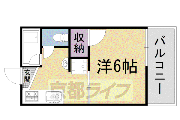 叡山電鉄 元田中駅 徒歩9分 2階建 築45年(1K/1階)の間取り写真
