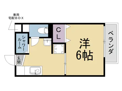 叡山電鉄 元田中駅 徒歩9分 2階建 築45年(1K/2階)の間取り写真