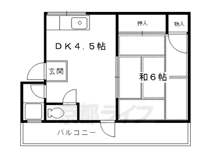 叡山電鉄 一乗寺駅 徒歩4分 4階建 築50年(1DK/3階)の間取り写真
