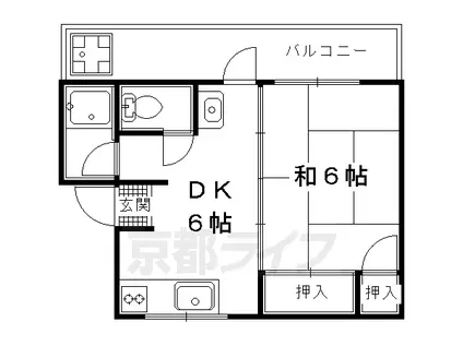 叡山電鉄 一乗寺駅 徒歩4分 4階建 築50年(1DK/2階)の間取り写真