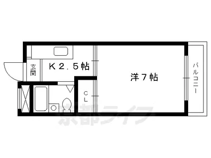 京都市烏丸線 鞍馬口駅 徒歩12分 5階建 築46年(1K/4階)の間取り写真