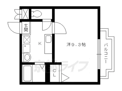 京福北野線 北野白梅町駅 徒歩14分 2階建 築20年(1K/1階)の間取り写真