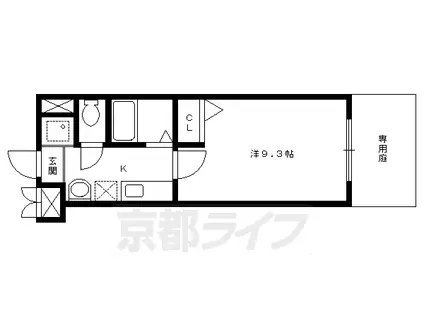 京福北野線 北野白梅町駅 徒歩14分 2階建 築20年(1K/1階)の間取り写真