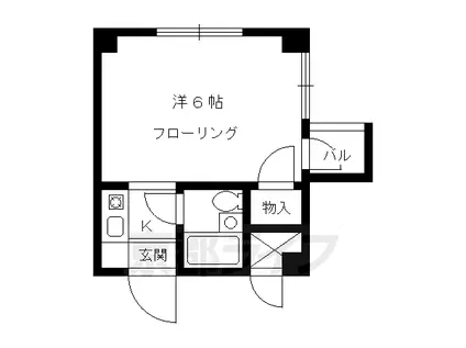 山陰本線 二条駅 徒歩18分 4階建 築37年(1K/2階)の間取り写真