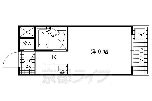 京福北野線 北野白梅町駅 徒歩20分 3階建 築45年(ワンルーム/2階)の間取り写真