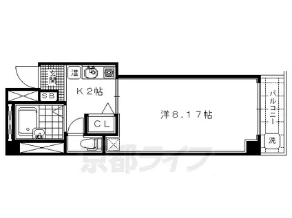 京都市烏丸線 北大路駅 徒歩5分 3階建 築20年(1K/3階)の間取り写真